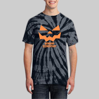 Adult Tie-Dye T-Shirt - Fall Holidays - Jack O' Lantern - Orange Thumbnail
