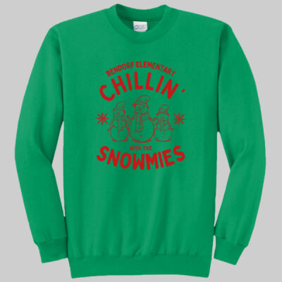 Adult Crewneck - Winter - Chillin With The Snowmies Red Thumbnail