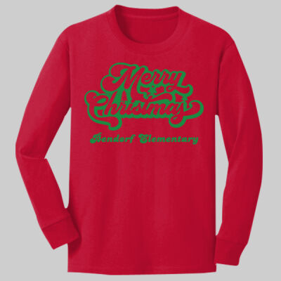 Youth Long Sleeve Shirt - Winter - Merry Christmas Green Thumbnail