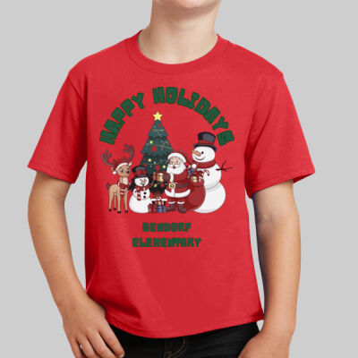 Youth T-Shirt - Winter - Happy Holidays Green Thumbnail