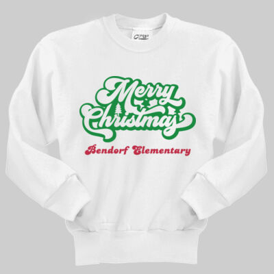 Youth Crewneck - Winter - Merry Christmas Green And Red Thumbnail
