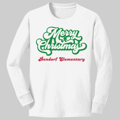 Youth Long Sleeve Shirt - Winter - Merry Christmas Green And Red Thumbnail